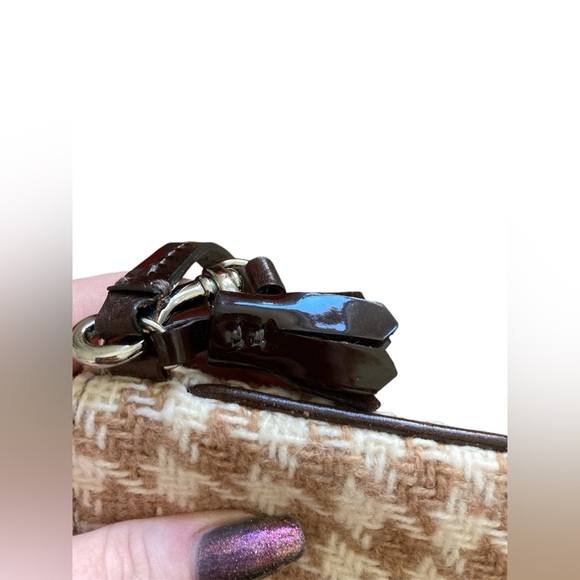 Coach Houndstooth New Wallet Bag Wristlet Brown Cream - Picture 9 of 9